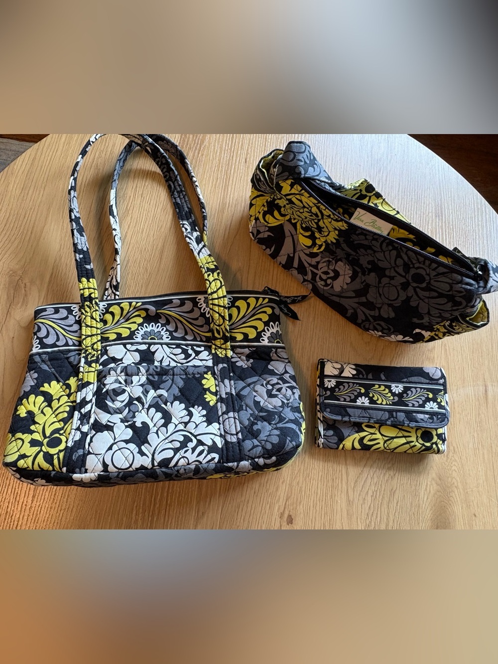 Vera Bradley black and yellow shoulder bag bundle